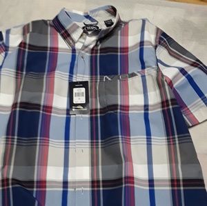 Short sleeve plaid button down Men's shirt